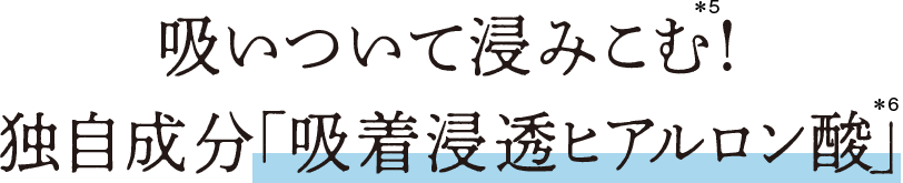 吸いついて浸みこむ！独自成分「吸着浸透ヒアルロン酸」