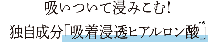 吸いついて浸みこむ！独自成分「吸着浸透ヒアルロン酸」